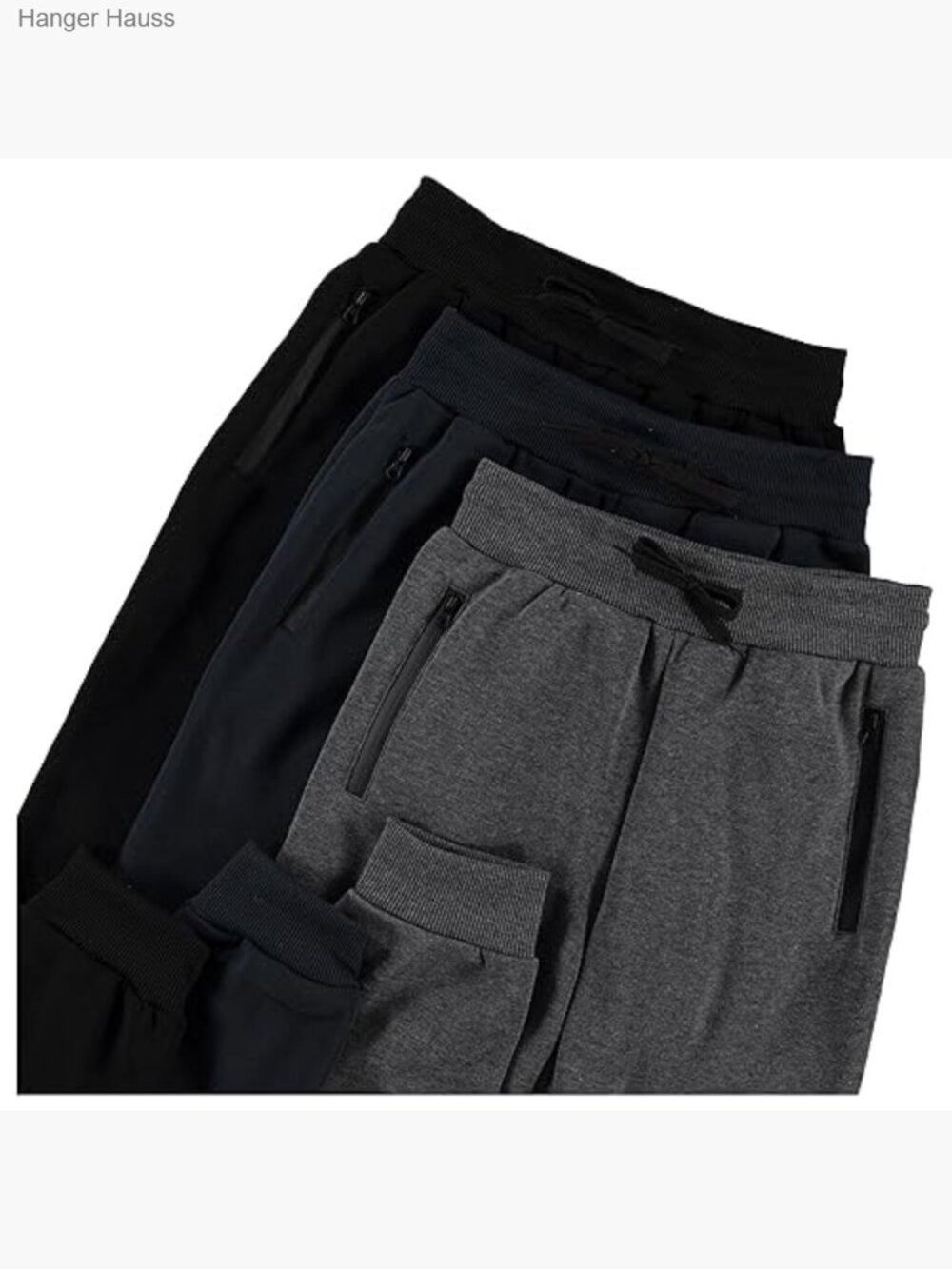 Boys 3 Pack Fleece Joggers with Zipper Pockets Drawstring Size 4-20 - Picture 3 of 5